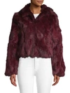 Adrienne Landau Textured Rabbit Fur Jacket In Cranberry