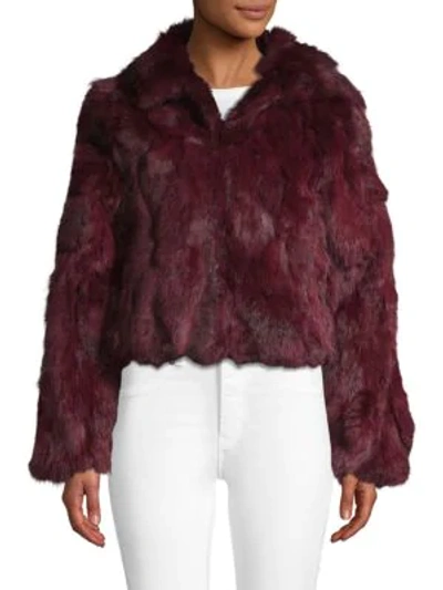 Adrienne Landau Textured Rabbit Fur Jacket In Cranberry