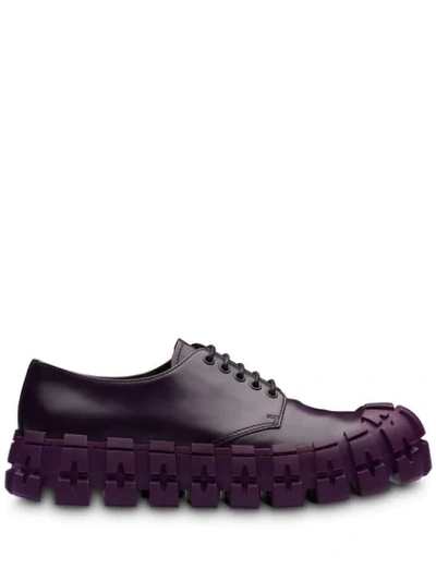 Prada 厚底德比鞋 In Purple