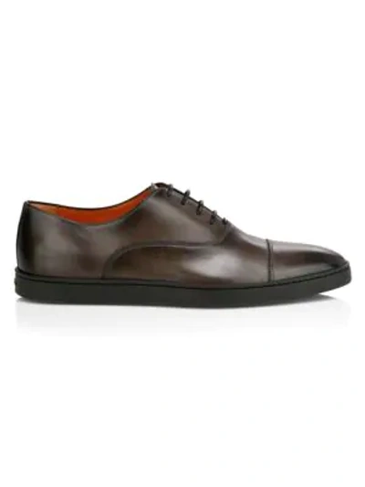Santoni Durbin Lace-up Leather Dress Shoes In Grey