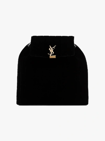 Saint Laurent Vicky Quilted Velvet Backpack - Black In 黑色