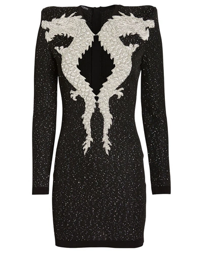 Balmain Dragon Embellished Knit Dress | ModeSens
