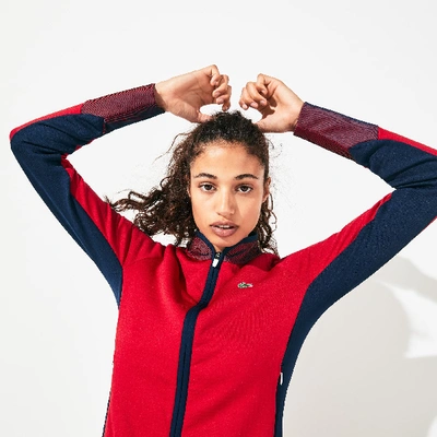 Lacoste Women's Sport Breathable Stretch Zip Golf Jacket In Red,navy Blue,white