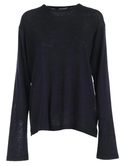 Junya Watanabe Sweater L/s Crew Neck Rayon Wool In Navy