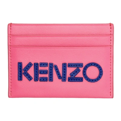 Kenzo Women's Genuine Leather Credit Card Case Holder Wallet In Pink