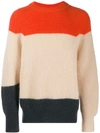 Jil Sander Striped Mohair & Wool Knit Sweater In Orange