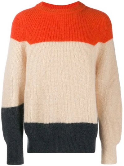 Jil Sander Striped Mohair & Wool Knit Sweater In Orange