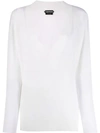 Tom Ford Cashmere Large-ribbed V-neck Sweater In White