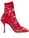 Dolce & Gabbana Dolce&gabbana Coco Heeled Ankle Boots In Red