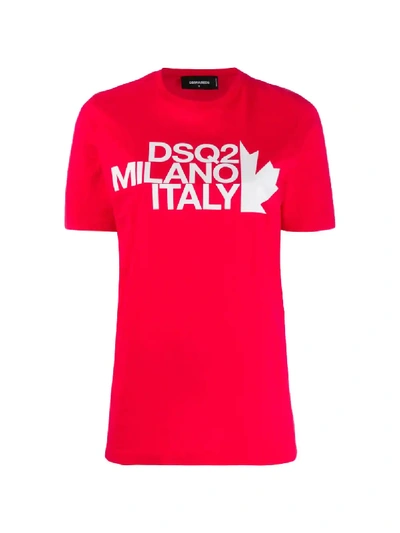 Dsquared2 Renny Fit Cotton Jersey T Shirt In Red