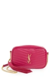 Saint Laurent Lou Mini Grain De Poudre Camera Crossbody Bag In Shocking Pink