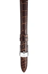 Michele 14mm Alligator Leather Watch Strap In Chocolate