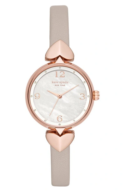 Kate Spade Women's Hollis Warm Grey Leather Strap Watch 30mm In Warm Taupe