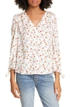 Rebecca Taylor Lia Floral Silk Blend Top In Snow Combo