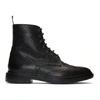 Thom Browne Black Pebble Leather Wingtip Boots