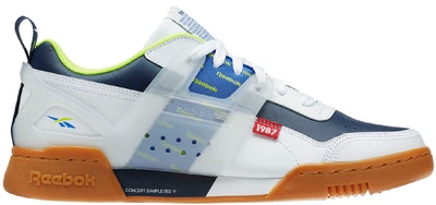 Pre-owned Reebok Workout Plus Altered White Navy In White/collegiate Navy-neon Lime