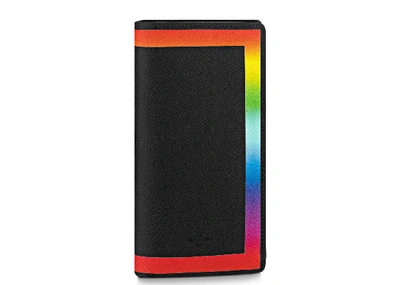 Pre-owned Louis Vuitton  Brazza Wallet Taiga Black/rainbow