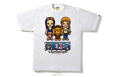 Pre-owned Bape  One Piece Nami & Robin Tee White
