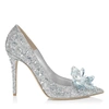 Jimmy Choo Avril 100 Crystal-embellished Pumps With Crystal Brooch In Silver