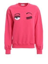 Chiara Ferragni Flirting Fluorescent Pink Cotton Sweatshirt In Fuchsia