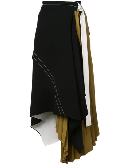Proenza Schouler Draped Pleated Wrap-effect Crepe Midi Skirt In Multi