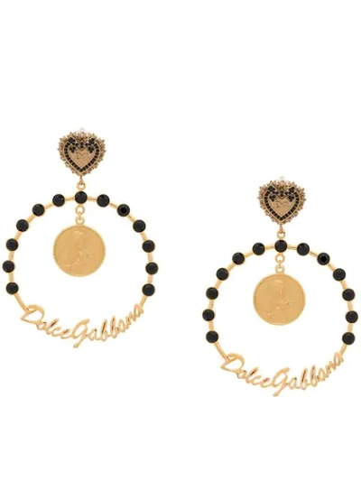 Dolce & Gabbana Votive Motif Clip-on Hoop Earrings In Gold