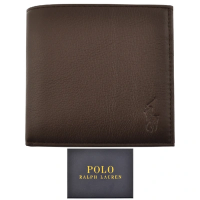 Polo Ralph Lauren Logo Embossed Bifold Coin Wallet In Brown