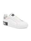 Dolce & Gabbana Portofino Low-top Sneakers In Bianco Argento
