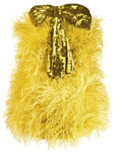 Attico Bow Embellished Mini Dress In Yellow