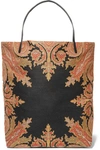 ETRO REVERSIBLE LEATHER-TRIMMED COTTON-BLEND CANVAS TOTE