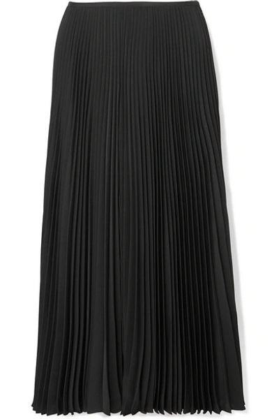 Joseph Abbot Pleated Crepe De Chine Midi Skirt In Black