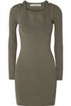 ALEXANDER WANG T LAYERED STRETCH-KNIT MINI DRESS