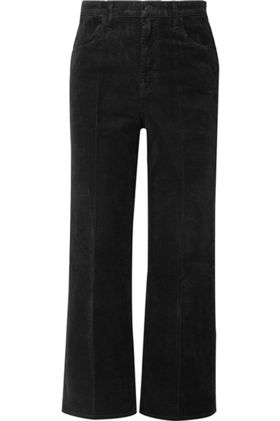J Brand Joan Cropped Cotton-blend Corduroy Wide-leg Pants In Black