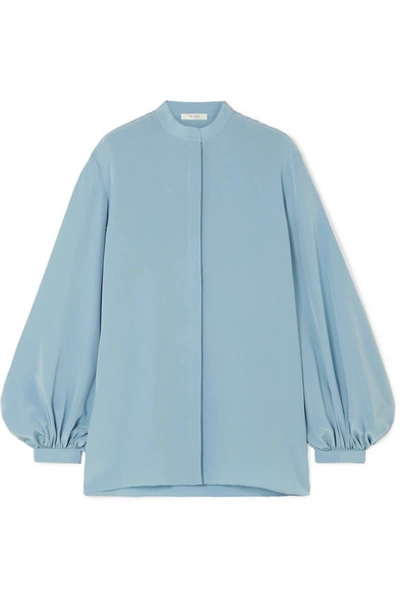 The Row Vara Silk Crepe De Chine Blouse In Blue