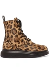 ALEXANDER MCQUEEN Leopard-print calf hair ankle boots