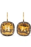 FRED LEIGHTON COLLECTION 18-KARAT GOLD AND STERLING SILVER CITRINE EARRINGS