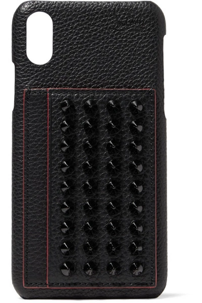 Christian Louboutin Loubiphone Spiked Textured-leather Iphone X And Xs Case In Black