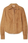 Frame 70s Suede Button-down Shirt In Tan