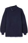 LOEWE Zip-detailed cable-knit wool-blend turtleneck sweater