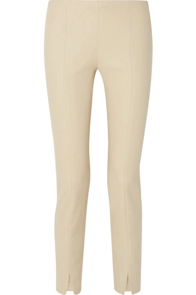 The Row Sorocco Cotton-blend Slim-leg Pants In Beige