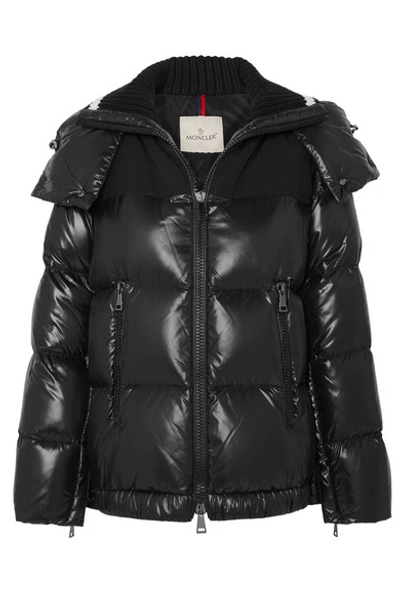 Moncler Wouri Box-quilt Puffer Coat W/ Hood In Black