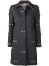 THOM BROWNE BOW EMBROIDERY BAL COLLAR OVERCOAT