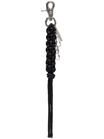 Yohji Yamamoto Code Charm Paracord Keychain In  Black: