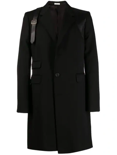Alexander Mcqueen Harness Single-breasted Coat In Black