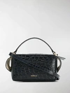 Wandler Yara Box Glossed Croc-effect Leather Shoulder Bag In Blue