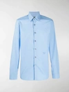 Prada Stretch Cotton Blend-poplin Shirt In Blue