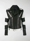 BALMAIN STRIPED SLEEVE BIKER JACKET,SH18261L00500014242524