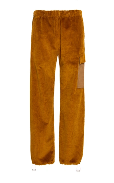 Acne Studios Payden Tapered Canvas-panelled Cotton-corduroy Cargo Trousers In Yellow