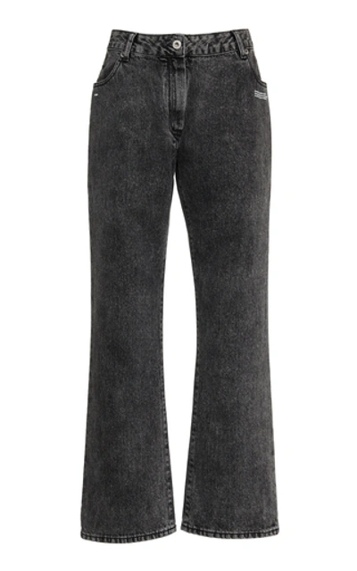 Off-white Cropped Mid-rise Flared Jeans In Grey