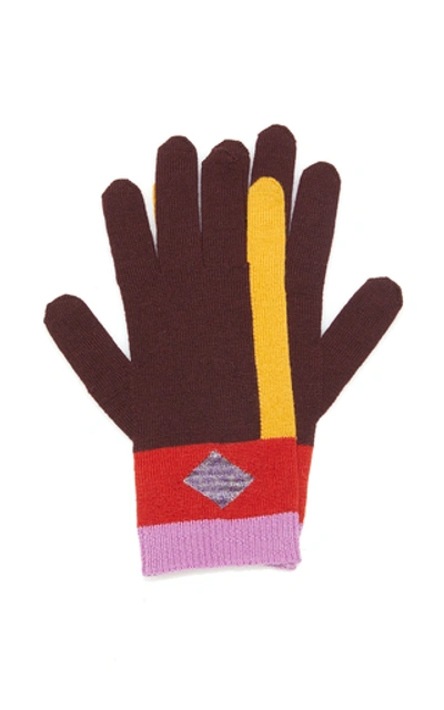 Missoni Striped Wool-blend Gloves In Brown